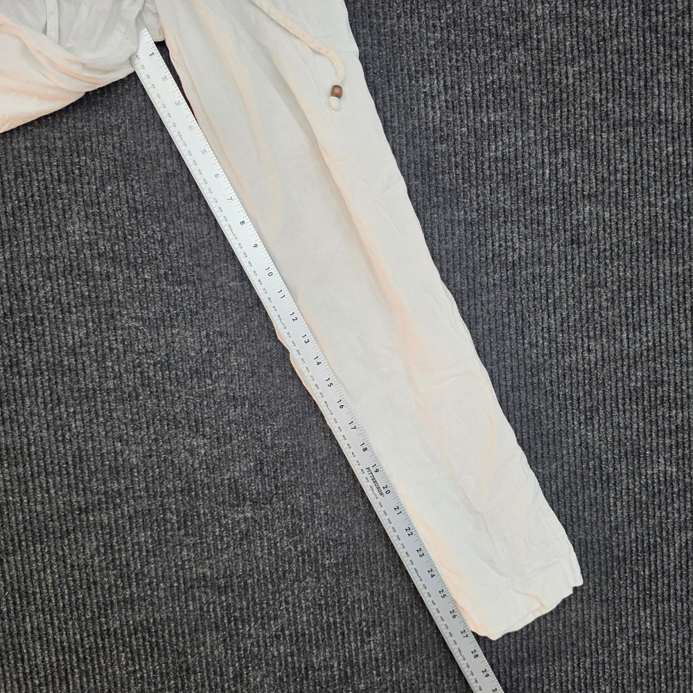 Beau Dawson White Linen Blend Smocked Waist Wide Leg Pants M2584AVB-OP Small - Picture 9 of 9